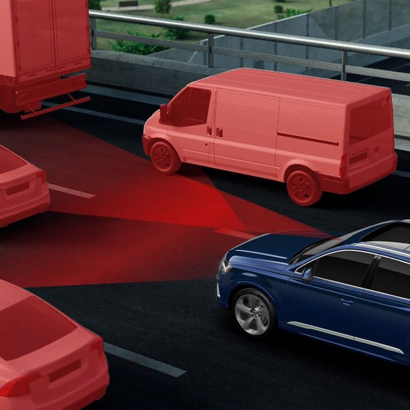 Demonstration of the adaptive cruise assist with lane guidance system on the Audi SQ7. 
