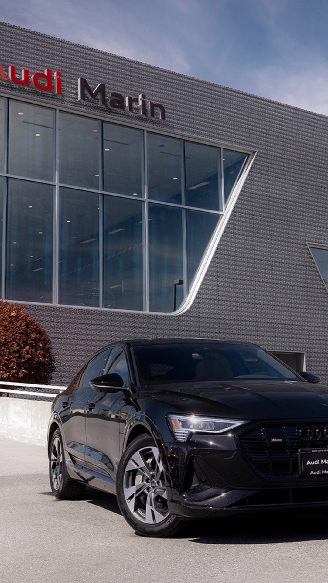 Front profile view of the Audi Marin dealership.