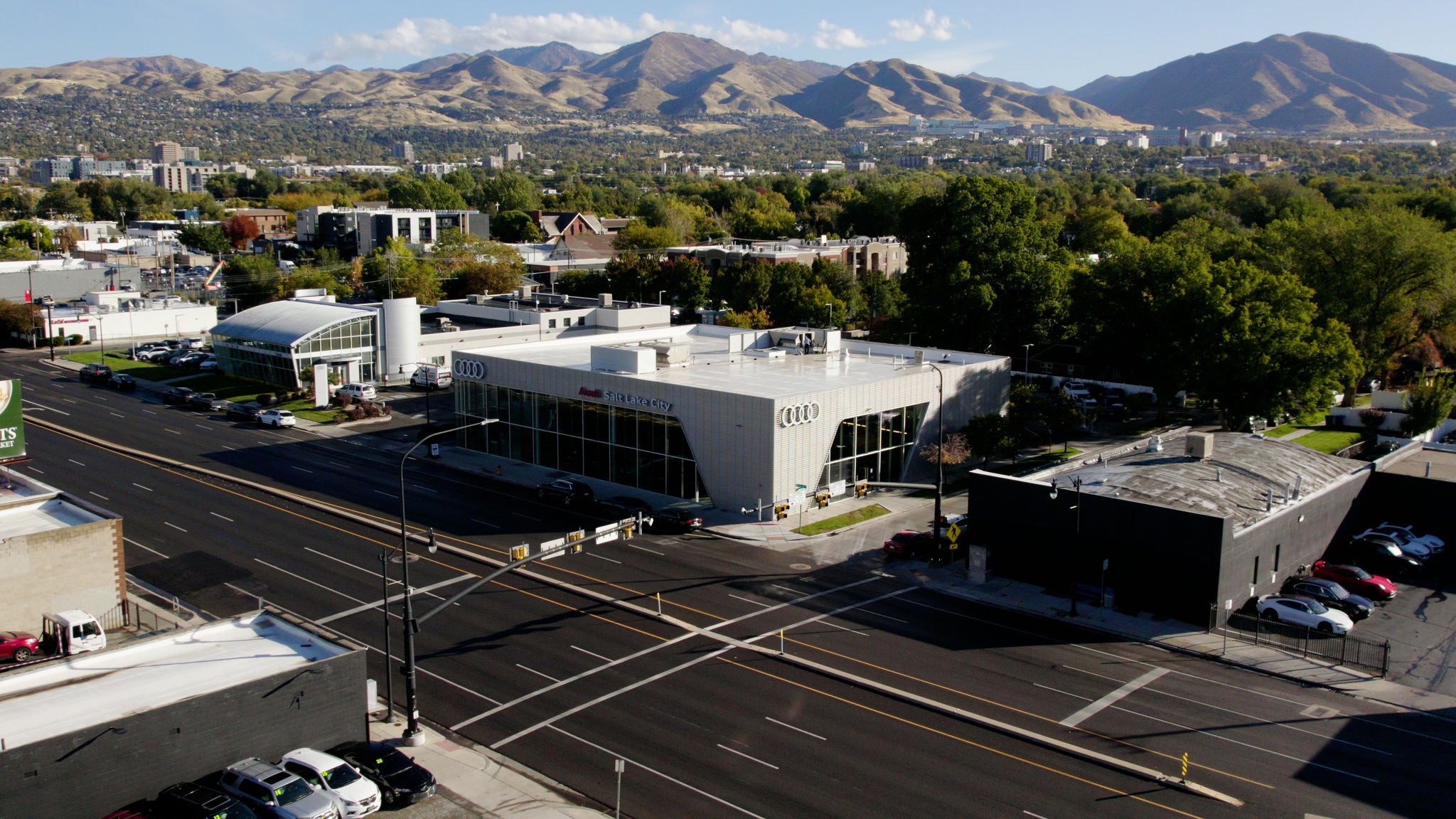 front view of audi salt lake city at night time