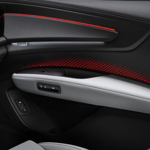Image of the front door panel of the Audi Q9 with ambient lighting