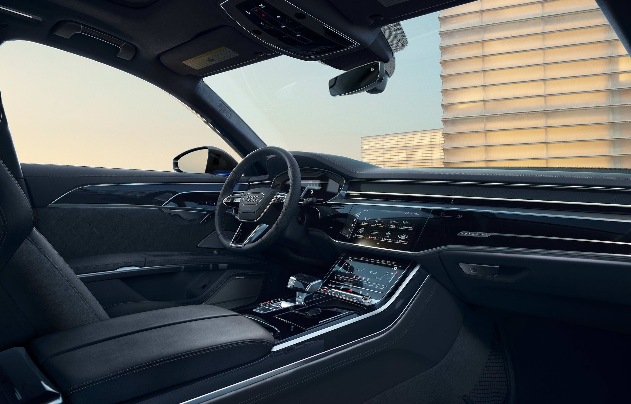 Interior view of Audi S8 dashboard
