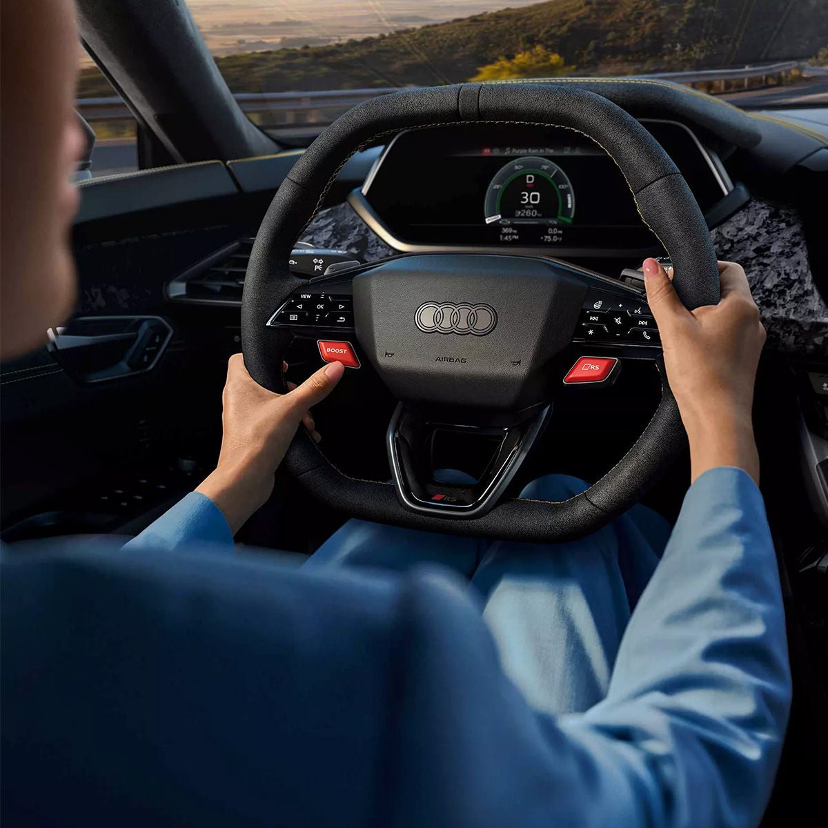 Stylish Person test driving a vehicle