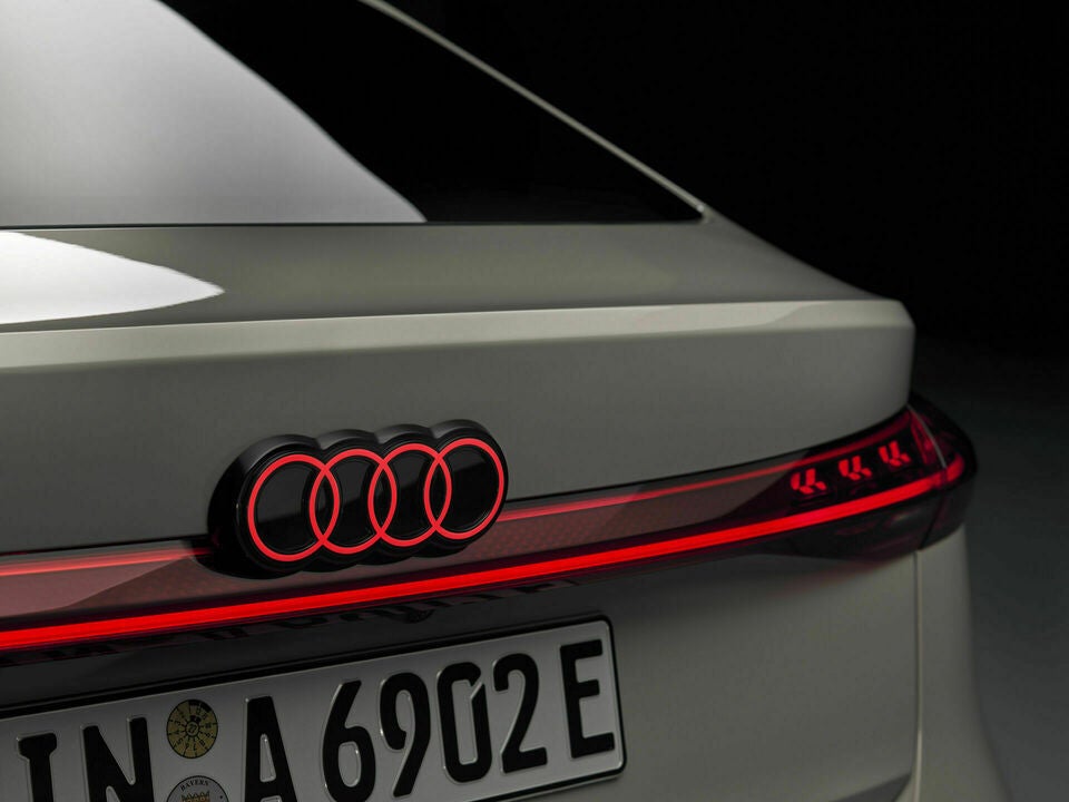 Rear view of an Audi vehicle with the logo showing