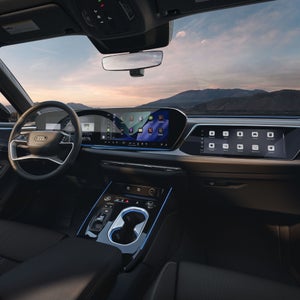 View of the wraparound virtual cockpit in the Audi A6 Sedan.