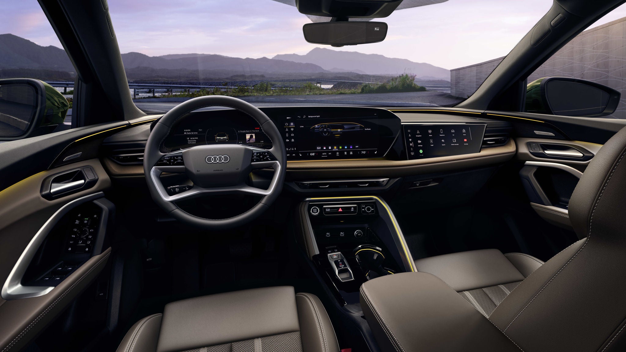 Left profile view of an Audi q8 vehicle parked.