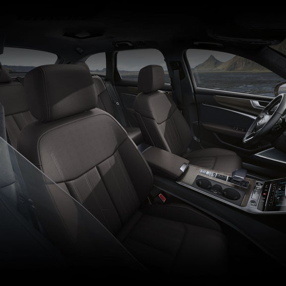 Close-up of the dashboard and console of the Audi A6 allroad.