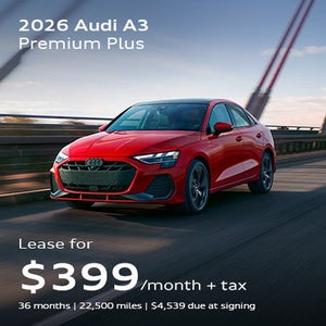 front facing Audi A3 driving