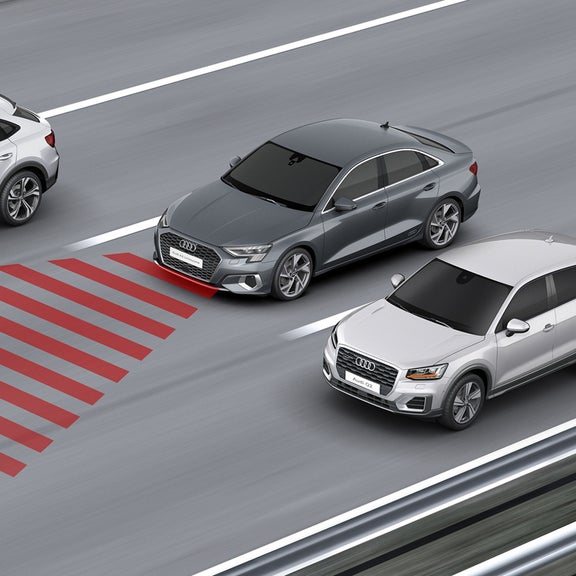 Demonstration of the Audi pre sense front feature on the Audi A3.