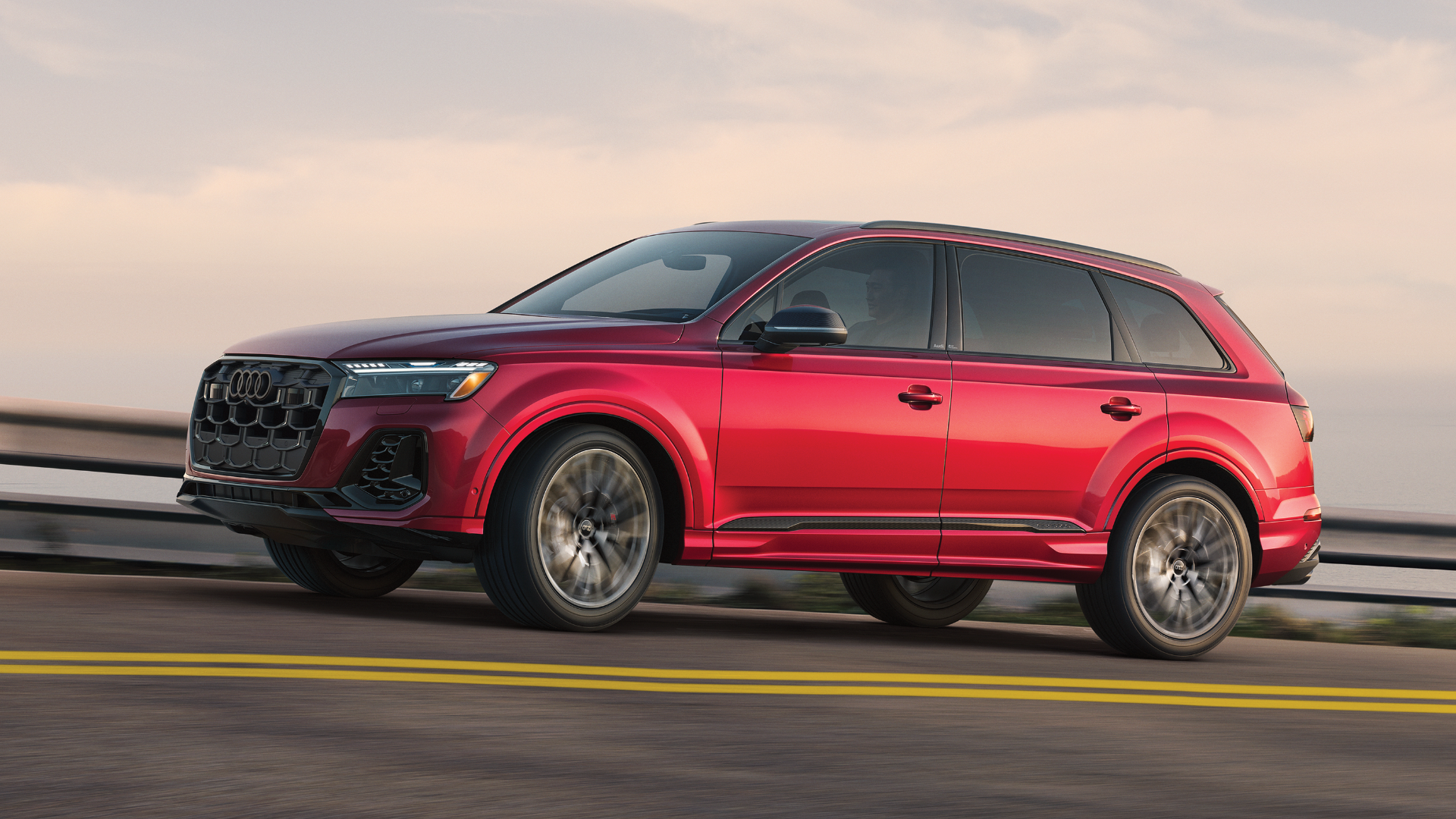 Audi SQ7 side view on the highway