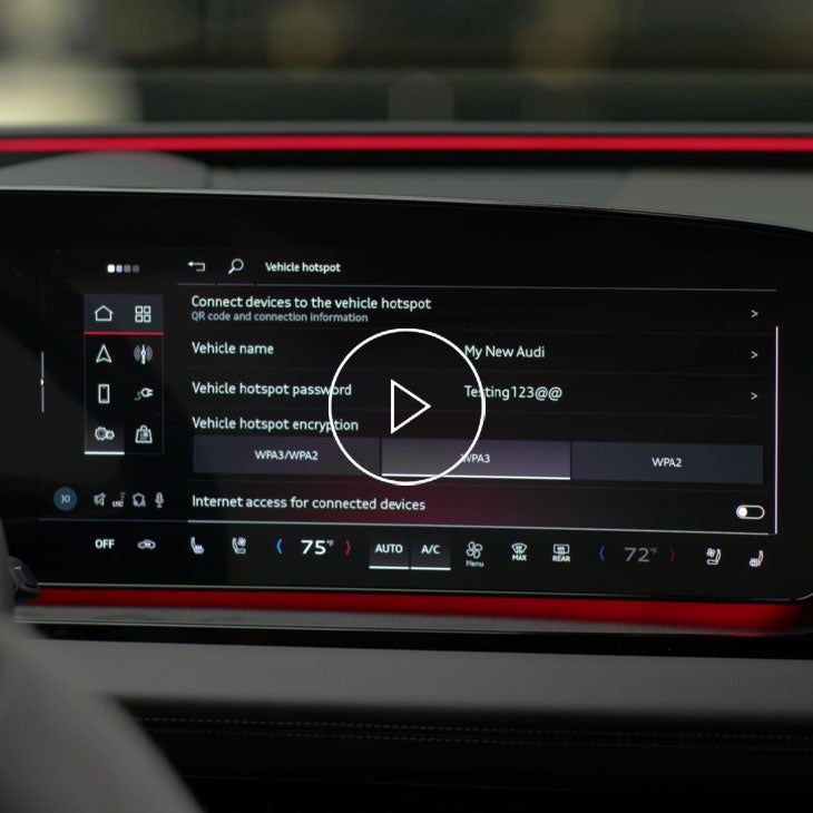  Close-up photo of the MMI screen in an Audi displaying the Apple Carplay screen. 