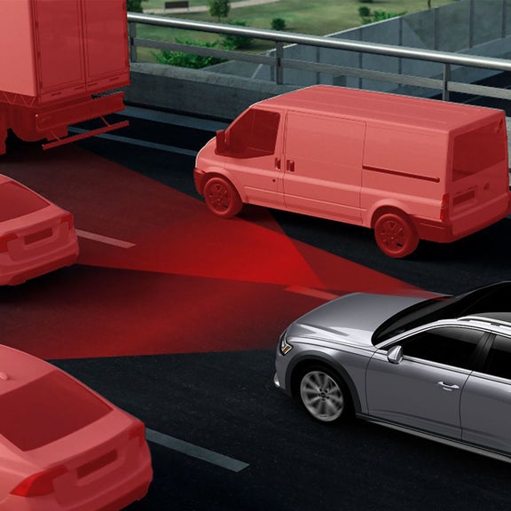 Demonstration of the adaptive cruise assist system on the Audi RS 6 Avant.  