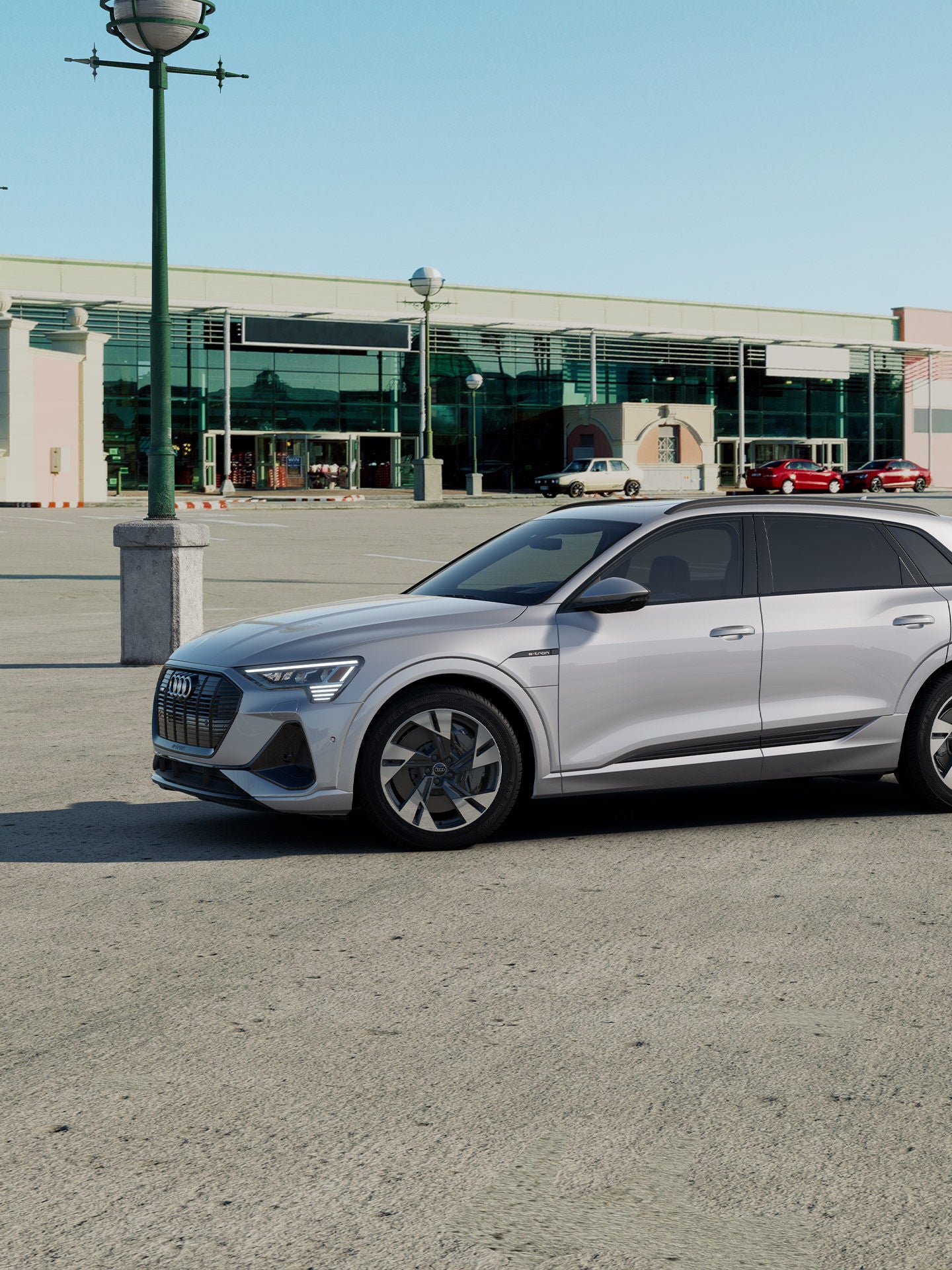 Profil latéral de l'Audi e-tron.