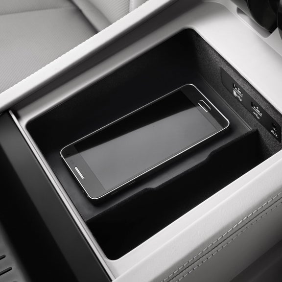 Close up of the phone box in the Audi RS e-tron GT.