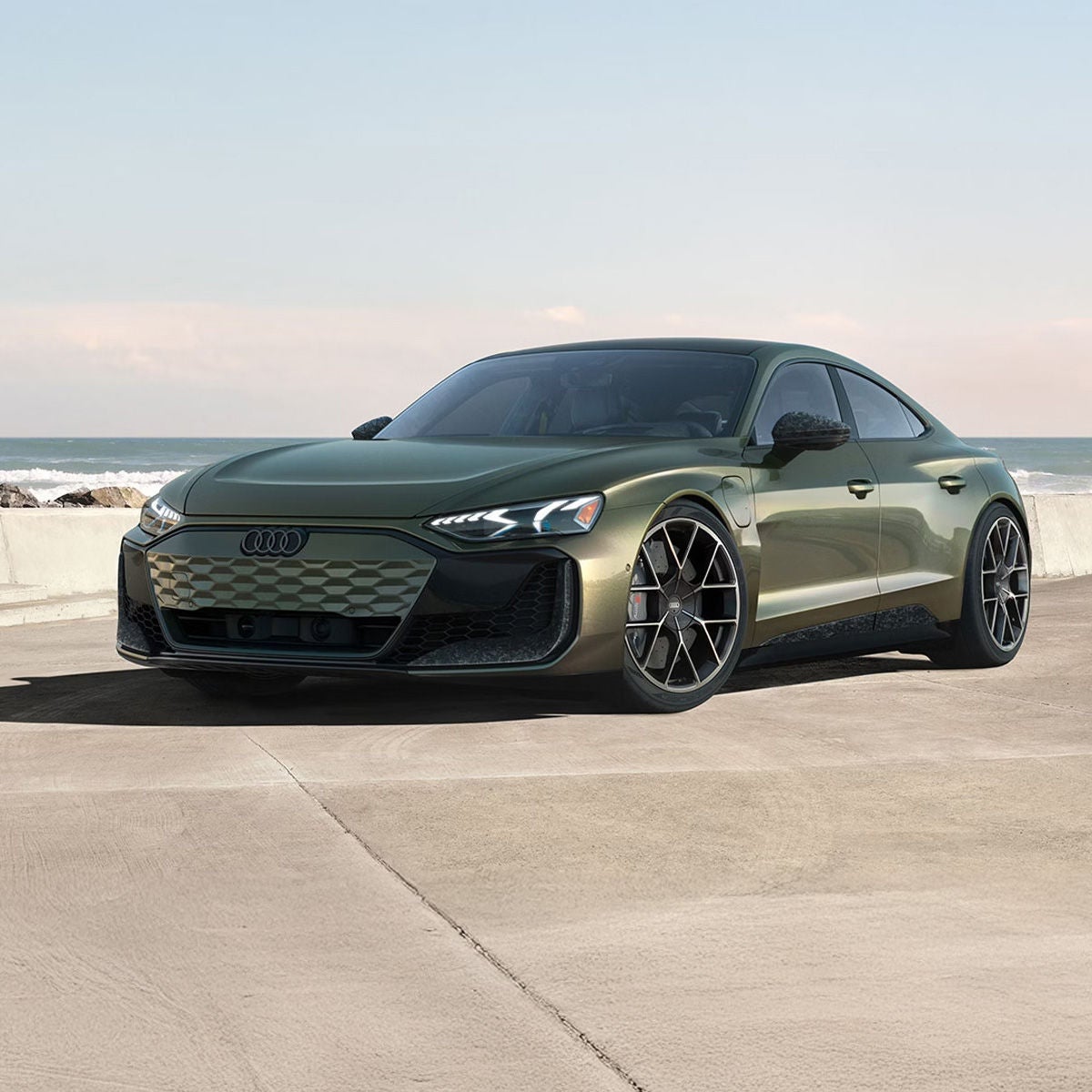 Three-quarter front view of the Audi RS e-tron GT.