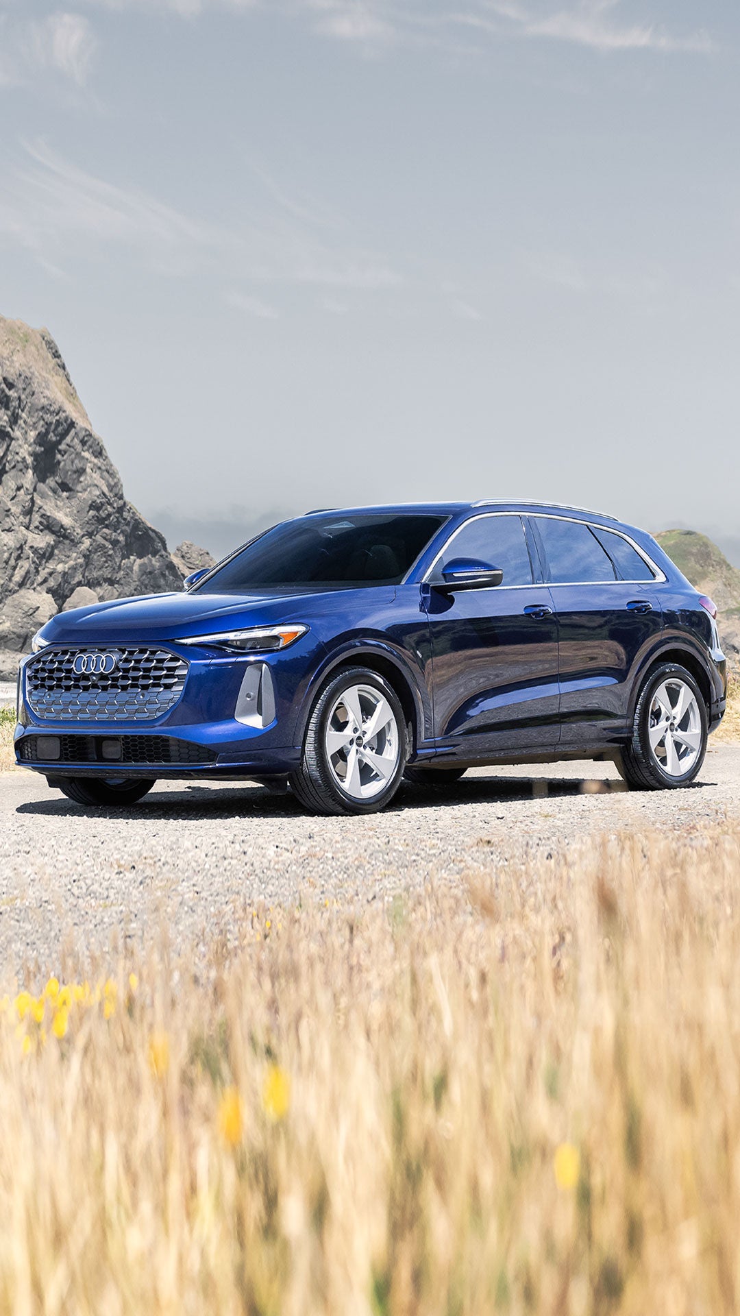 Audi 2025 Audi Q6 e-tron left profile driving.