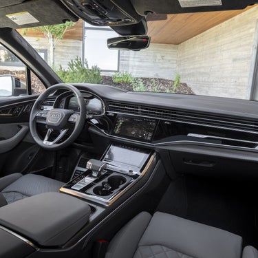 2026 Audi SQ7 cockpit with Carbon twill matte inlays standard and S-embossed steering wheel at Audi Sewickley