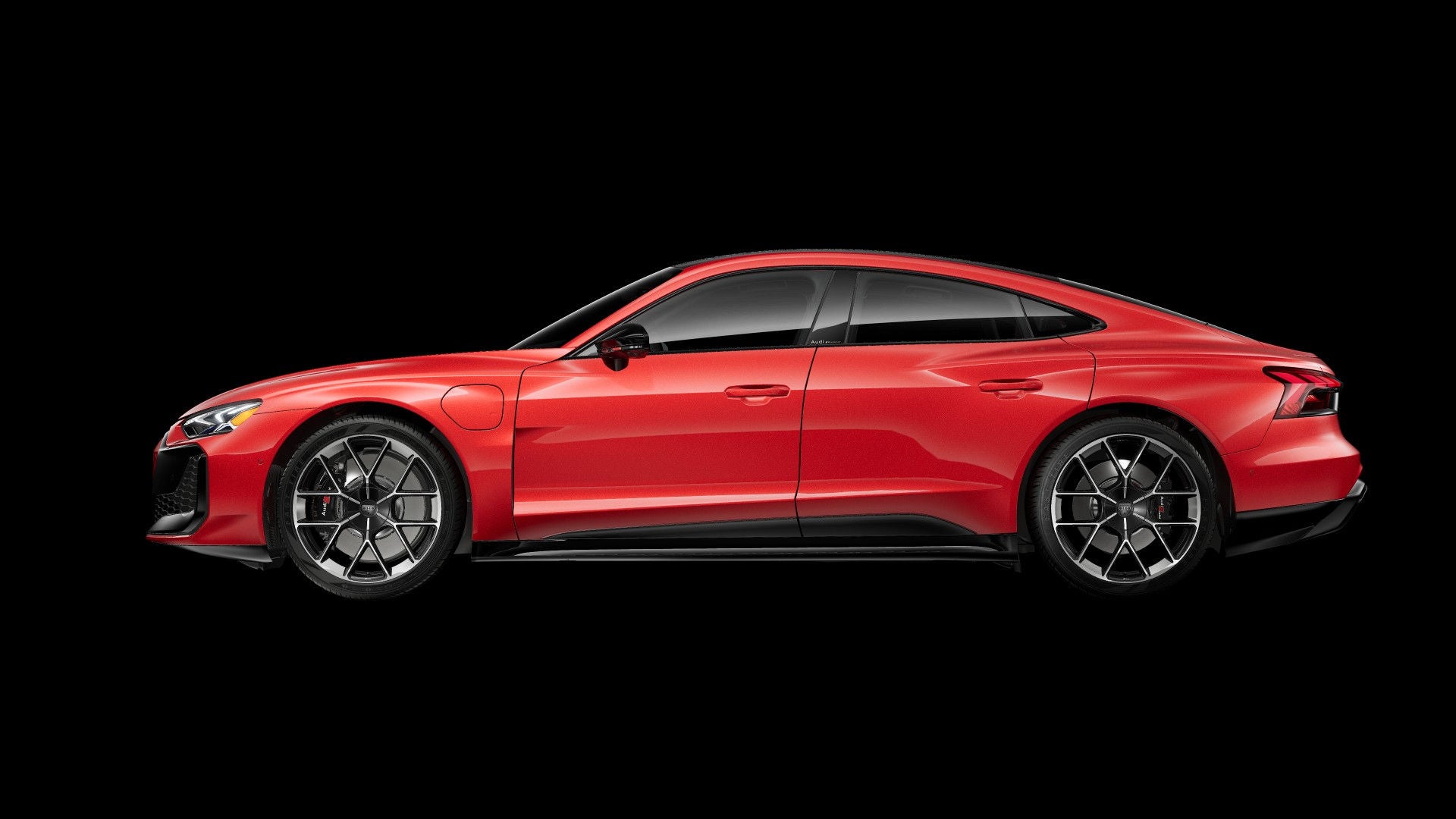 Side view of the RS e-tron GT performance model.