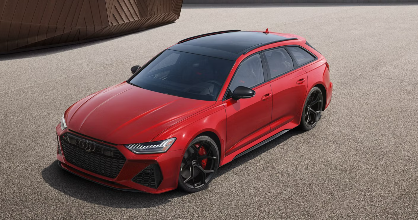 Exterior of a red 2026 Audi RS 6 Avant