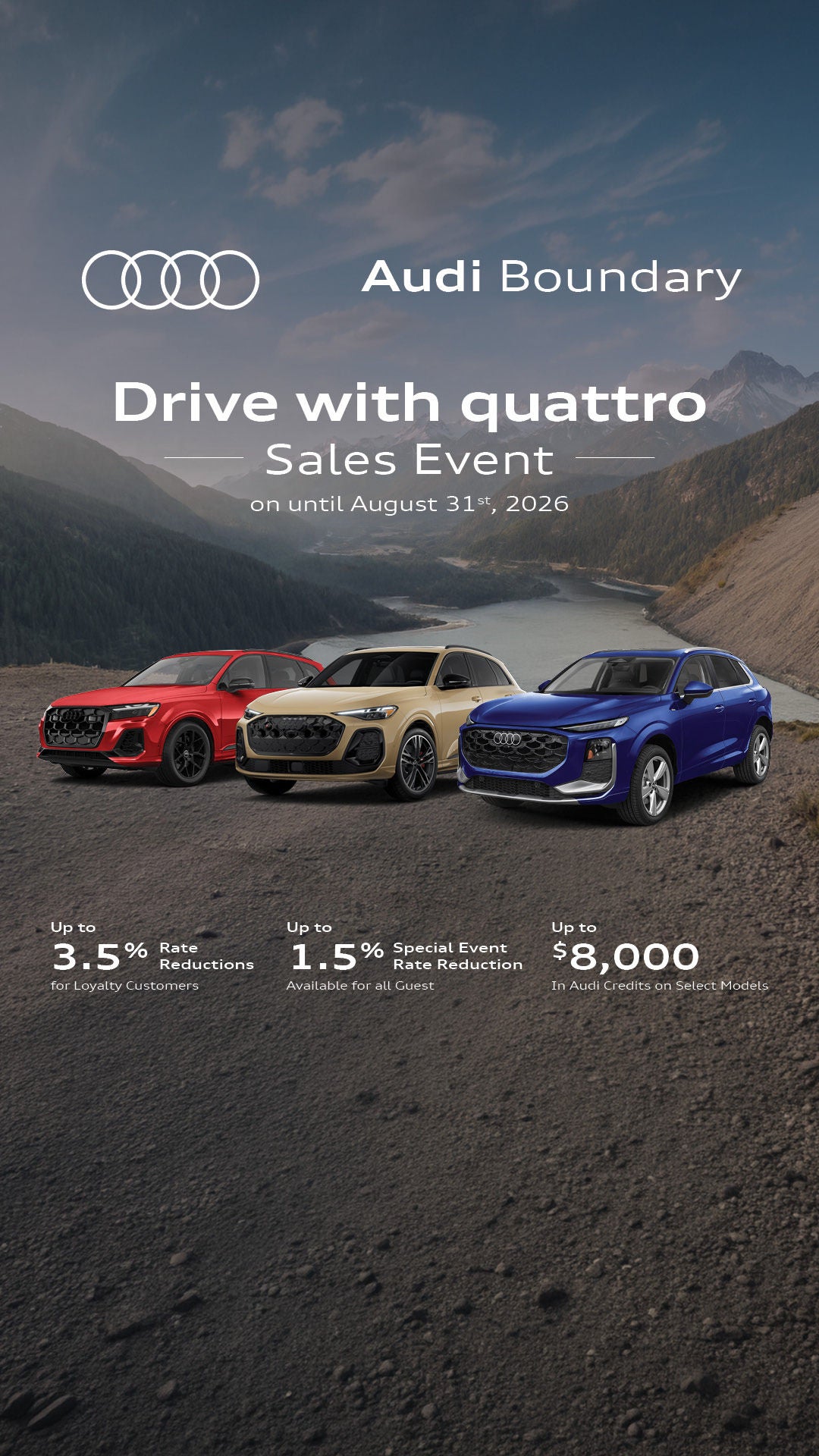 Audi Boundary located centrally to Burnaby, Coquitlam, and Vancouver