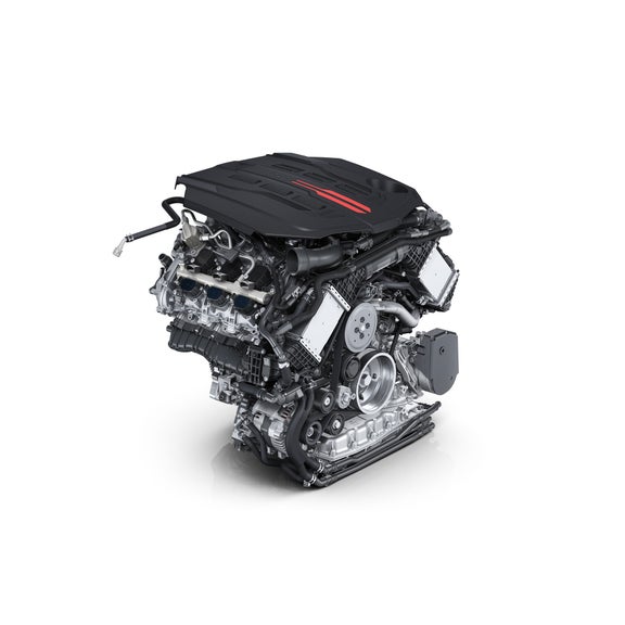 Close-up of the Audi Q5 Sportback engine.
