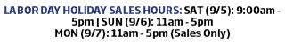 Labor Day Hours