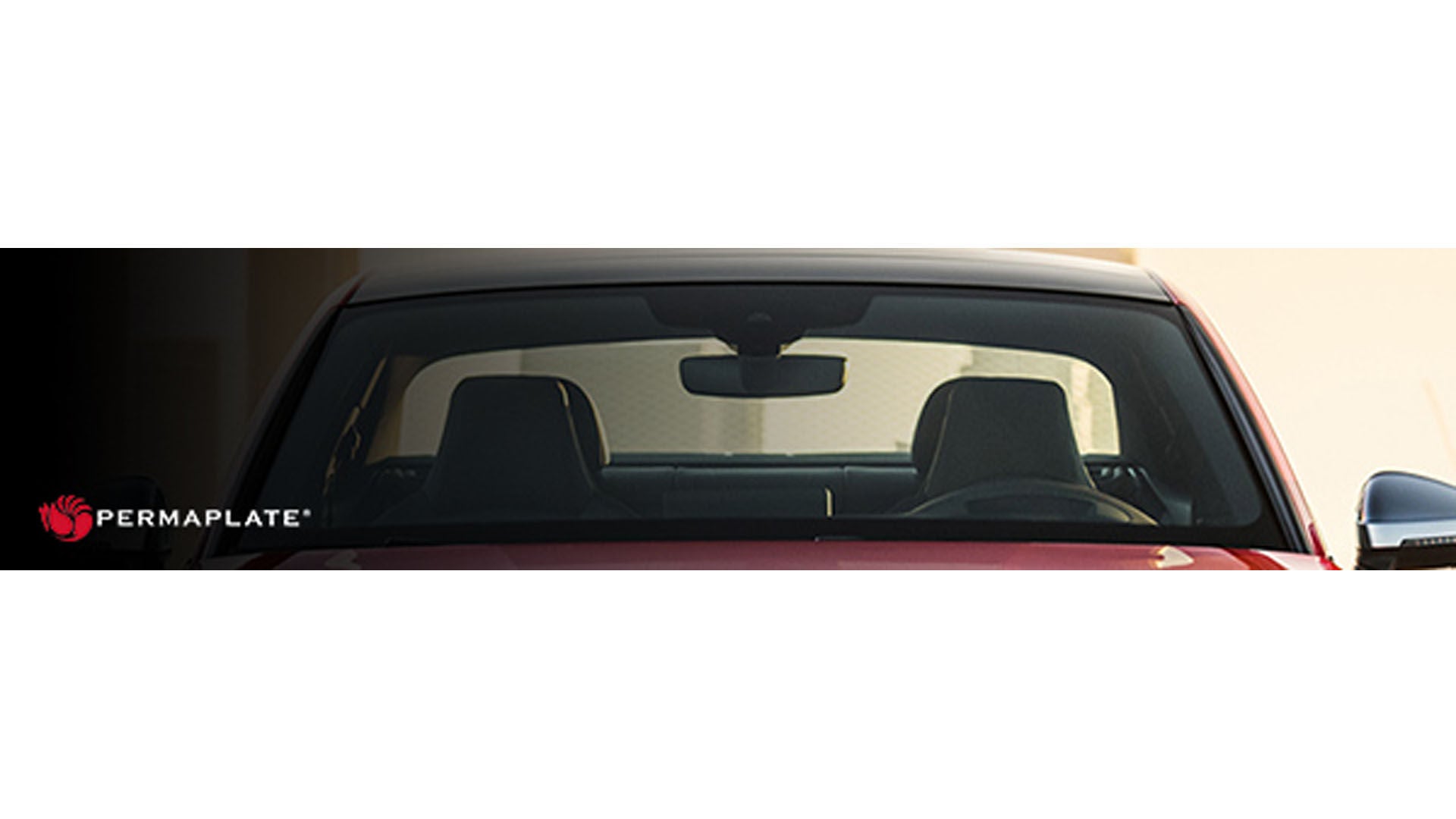 image of car windshield with permaplate applied 