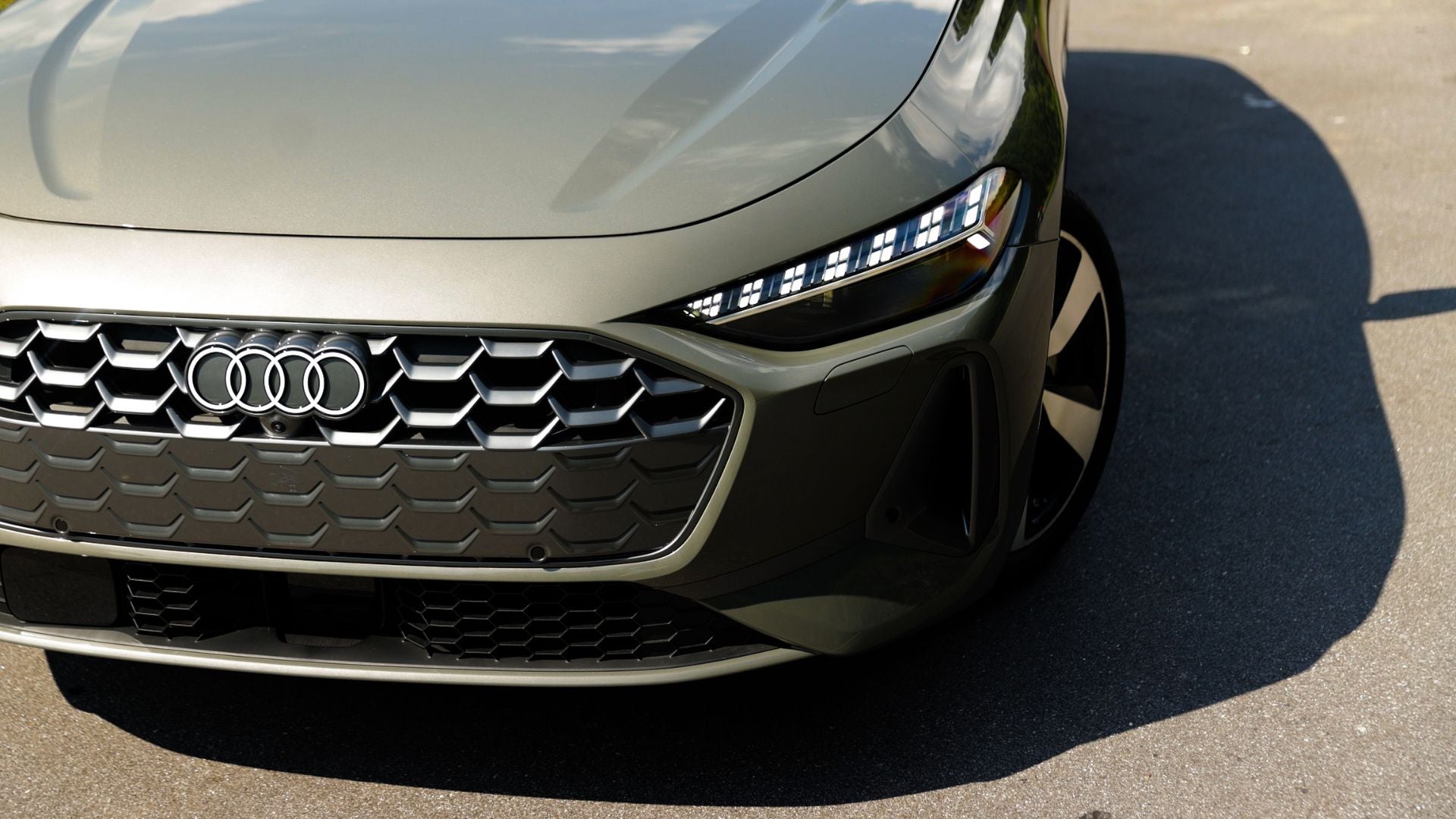 Front of a new Audi A5 parked 