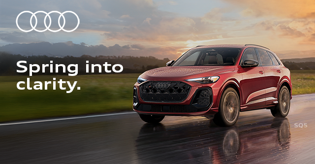 Spring into Clarity Audi Q3 vehicle driving sunset