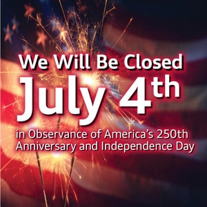 Happy 4th of July! We will be closed on 7/4.