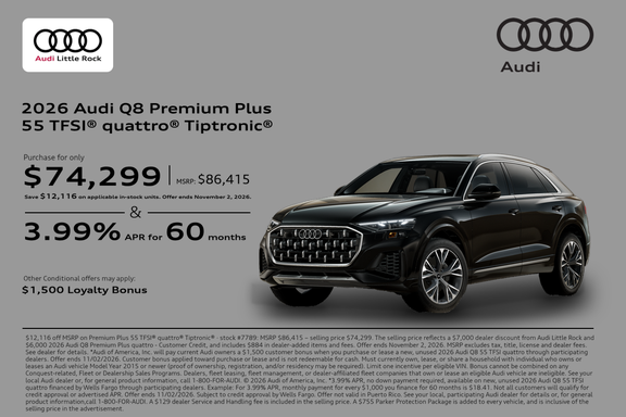 2026 Audi Q8 APR Offer in Little Rock, Arkansas