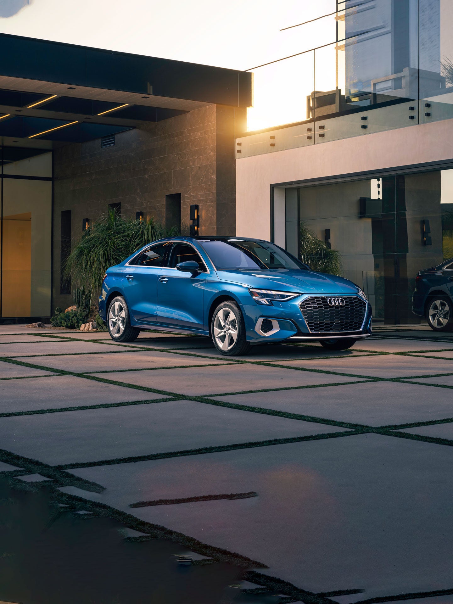 Three-quarter front view of the Audi A3.