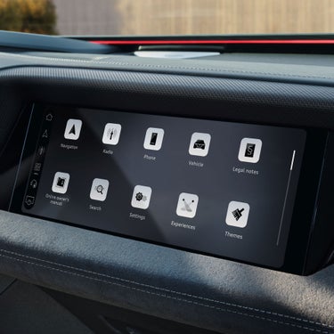 Close-up of the passenger display in the Audi S6 Sportback e-tron.