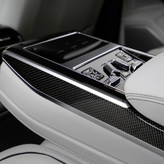Closeup on controls for the backseats of the Audi S8