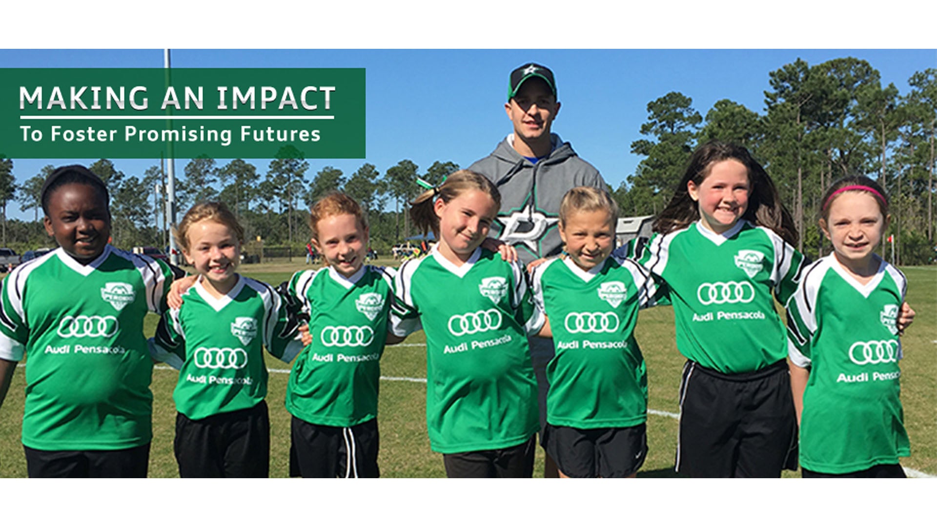Image of the Pensacola Audi sponsorship of a local house-league soccer team 