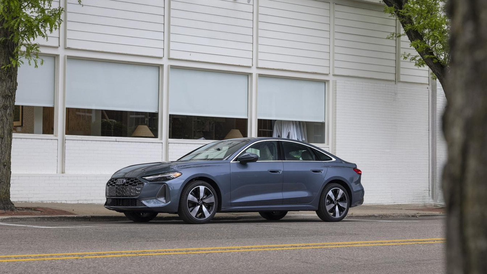 2026 Audi A5 Sportback front three quarter parked city at Audi Sewickley near Pittsburgh PA