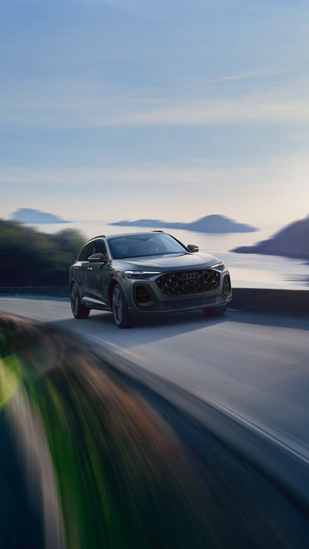 Front three-quarter profile of an all-new Audi Q5.