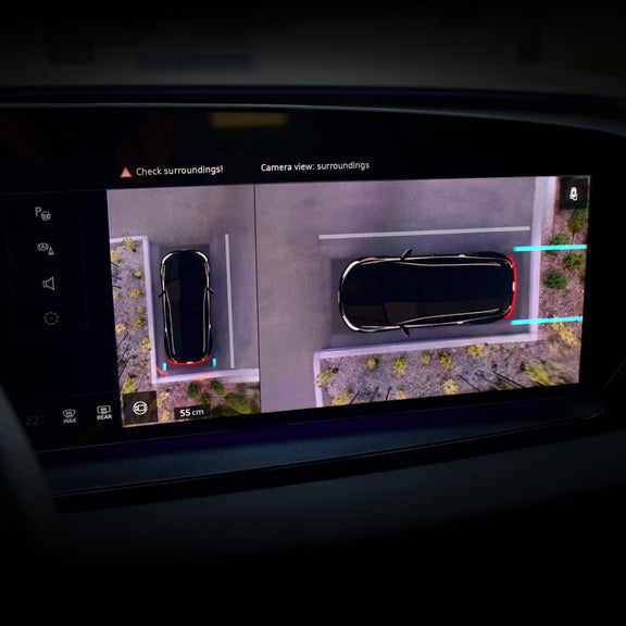 Close-up of the top view camera in the Audi A6 Sedan.