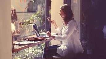 Woman accessing her myAudi account