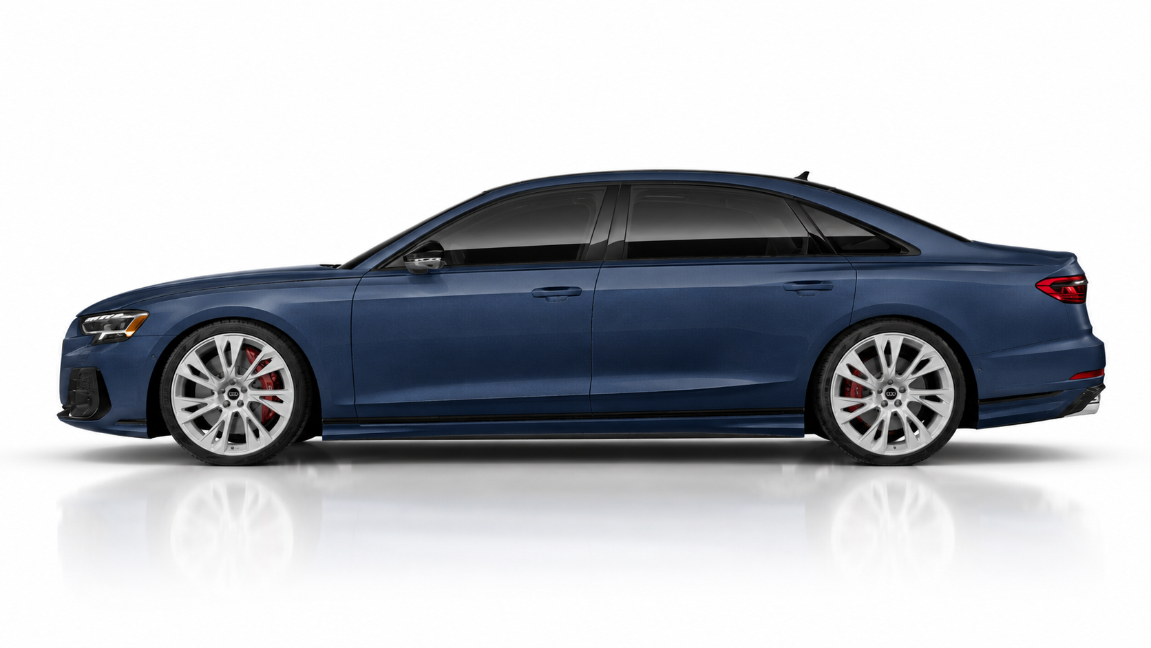 2027 Audi S8 in Utopia Blue Audi exclusive paint, side profile