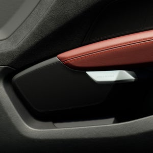 Close-up of the Sonos sound system speakers inside the Audi Q3.