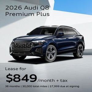 Side angled profile of 2026 Audi Q8 Premium Plus