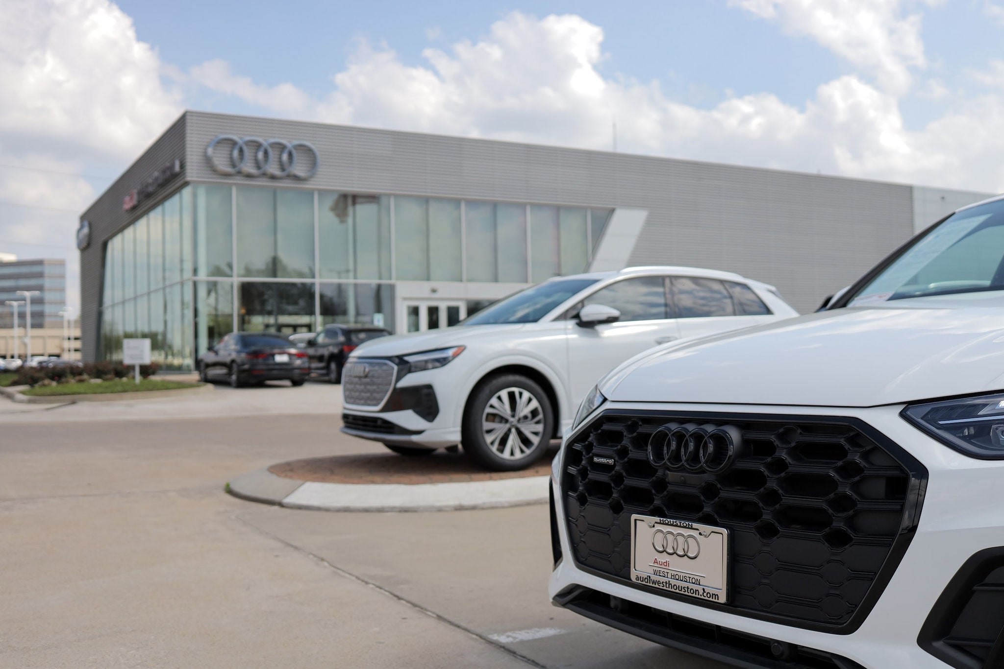 Outdoor showroom of an Audi dealership