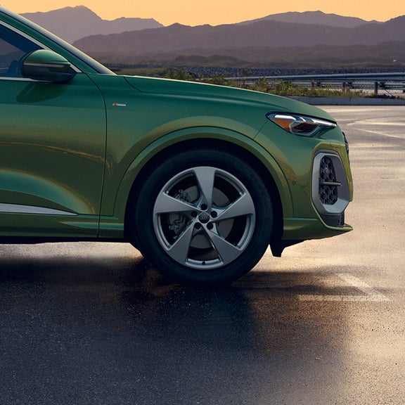 View of the trunk in the Audi Q5 Sportback with rear seats down.