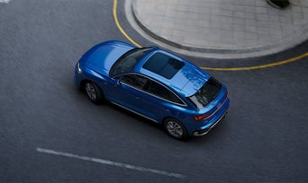 Top down view of an Audi Q5 turning.