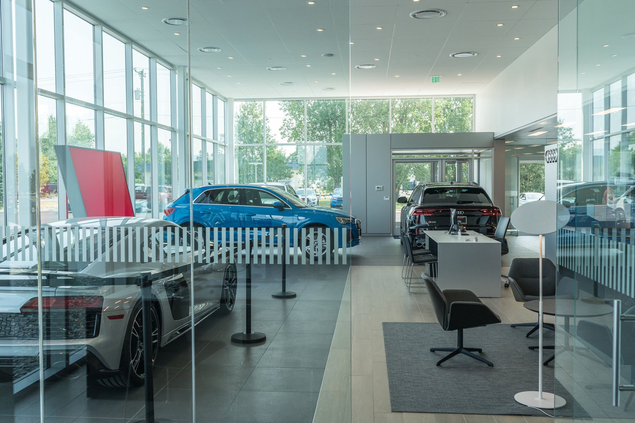 View inside Audi dealership.