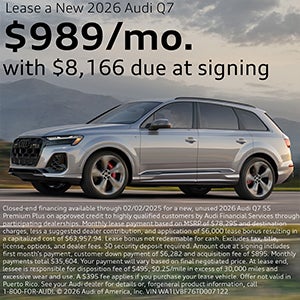 Side view of an Audi.