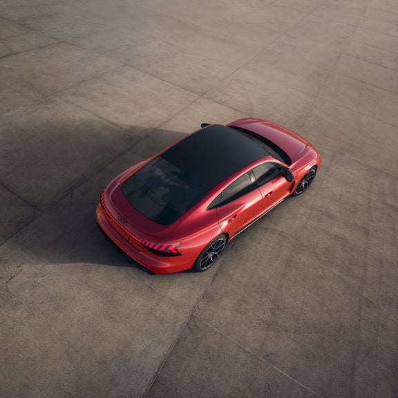 Aerial view of the Audi RS e-tron GT. 