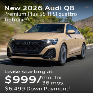 New 2026 Audi Q8 Premium Plus 55 TFSI quattro Tiptronic® Lease starting at $999/mo. for  36 mos. $6,499 Down Payment