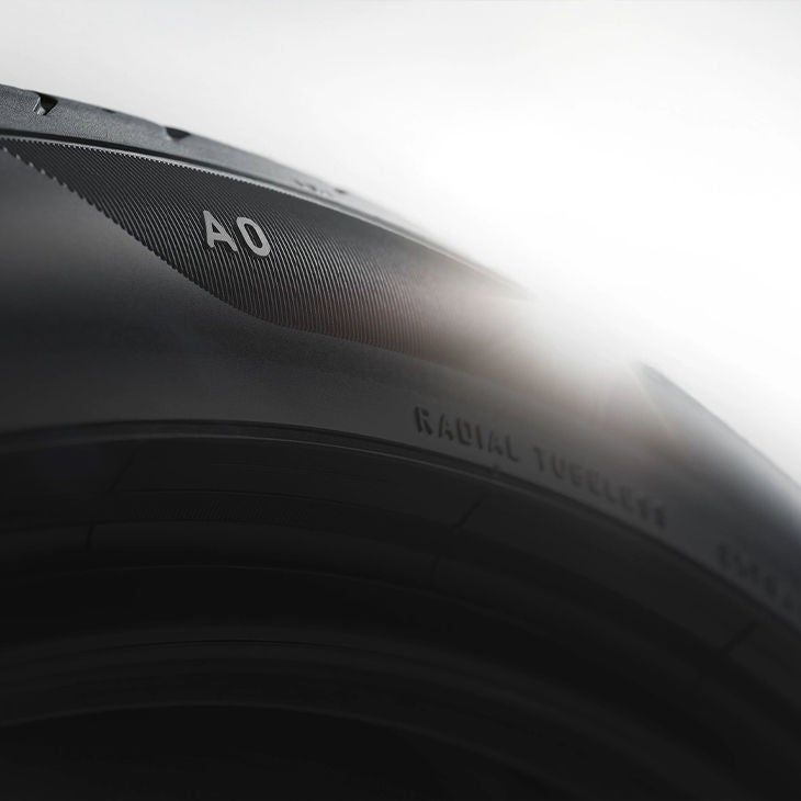 Close up of the AO sidewall marking tires.