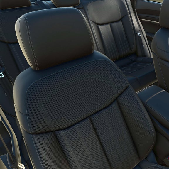 View of the interior seats in the Audi SQ8 e-tron.